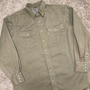 Carhartt Pearl Snap Front Twill Work Shirt Men Size XL-TALL S209 KHI Ironwood‎